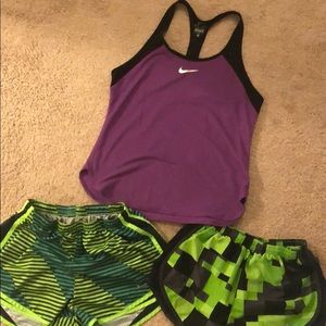 Nike workout bundle with tank top & running shorts